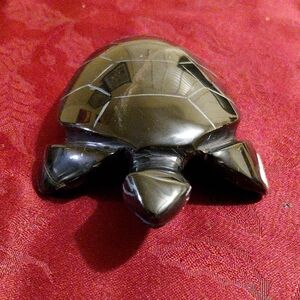 Black Turtle Figurine. Obsidian Stone.
